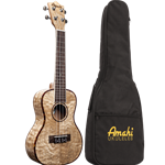 Amahi SNAILQAUKC-EQ Ukulele, Concert Snail Quilted Ash Concert W/EG