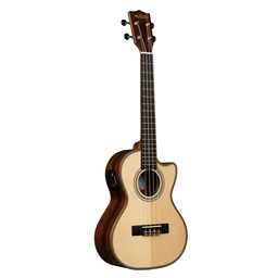 Kala Solid Spruce Top Striped Ebony Tenor Ukulele w/Cutaway and EQ
