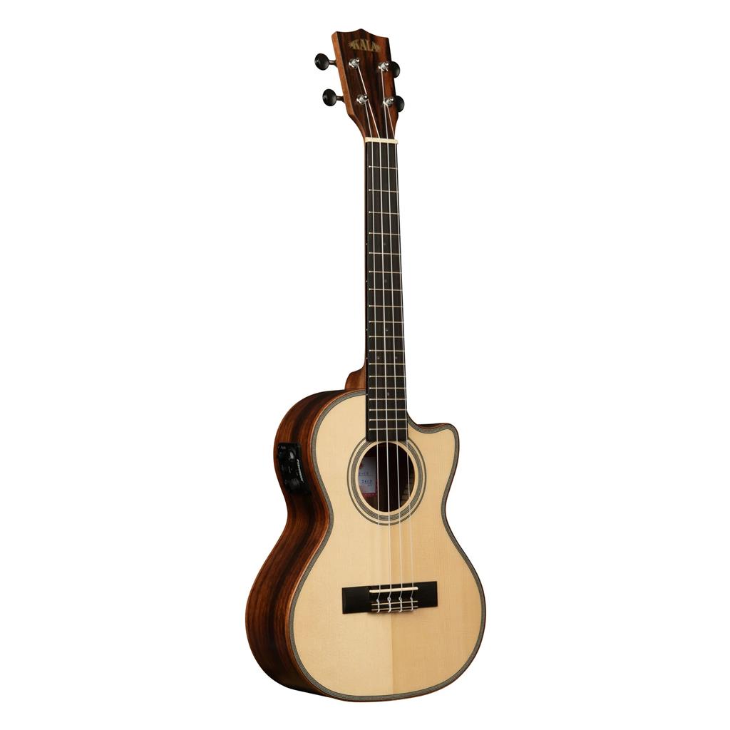 Kala Solid Spruce Top Striped Ebony Tenor Ukulele w/Cutaway and EQ