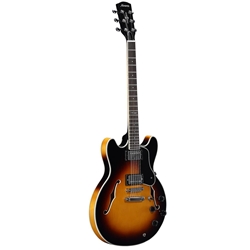 Alvarez AAT33/TSB Electric Guitar, Double Cut Semi Acoustic w/Center Block